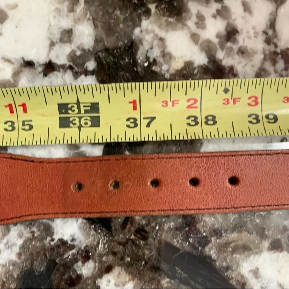 Oil Tanned Cowhide Belt - Decorative Repeated X Design - 38 Western Cowboy